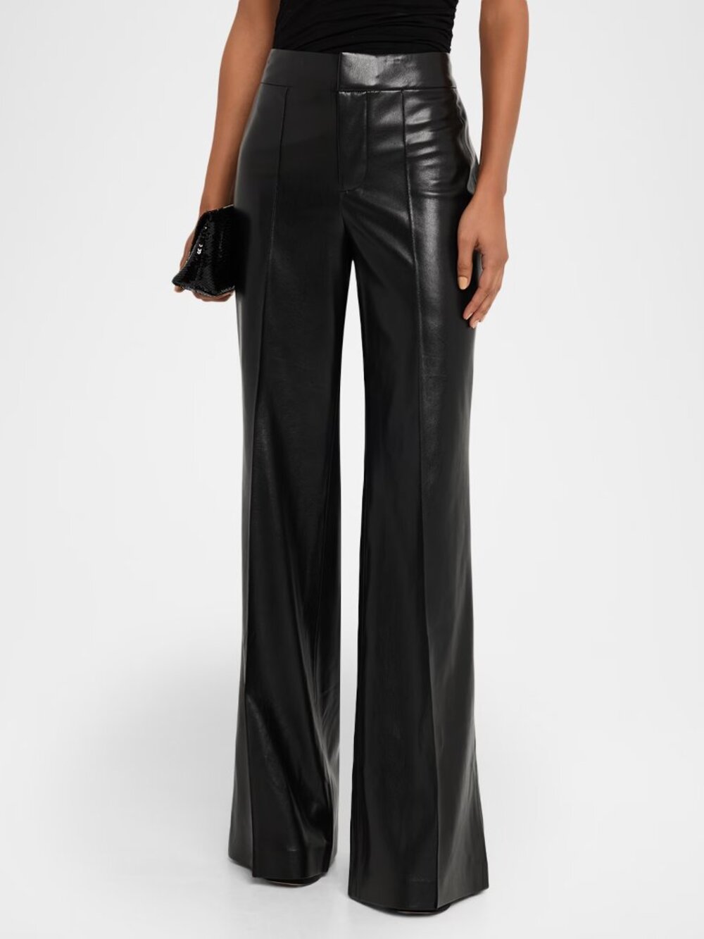 Alice & Olivia - Dylan Vegan Leather Wide-Leg Pants